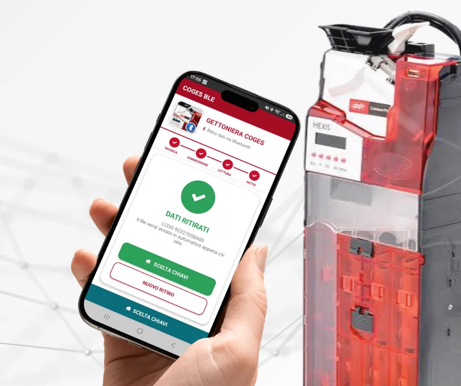 Vending App ritira i dati dalla gettoniera COGES tramite Bluetooth
